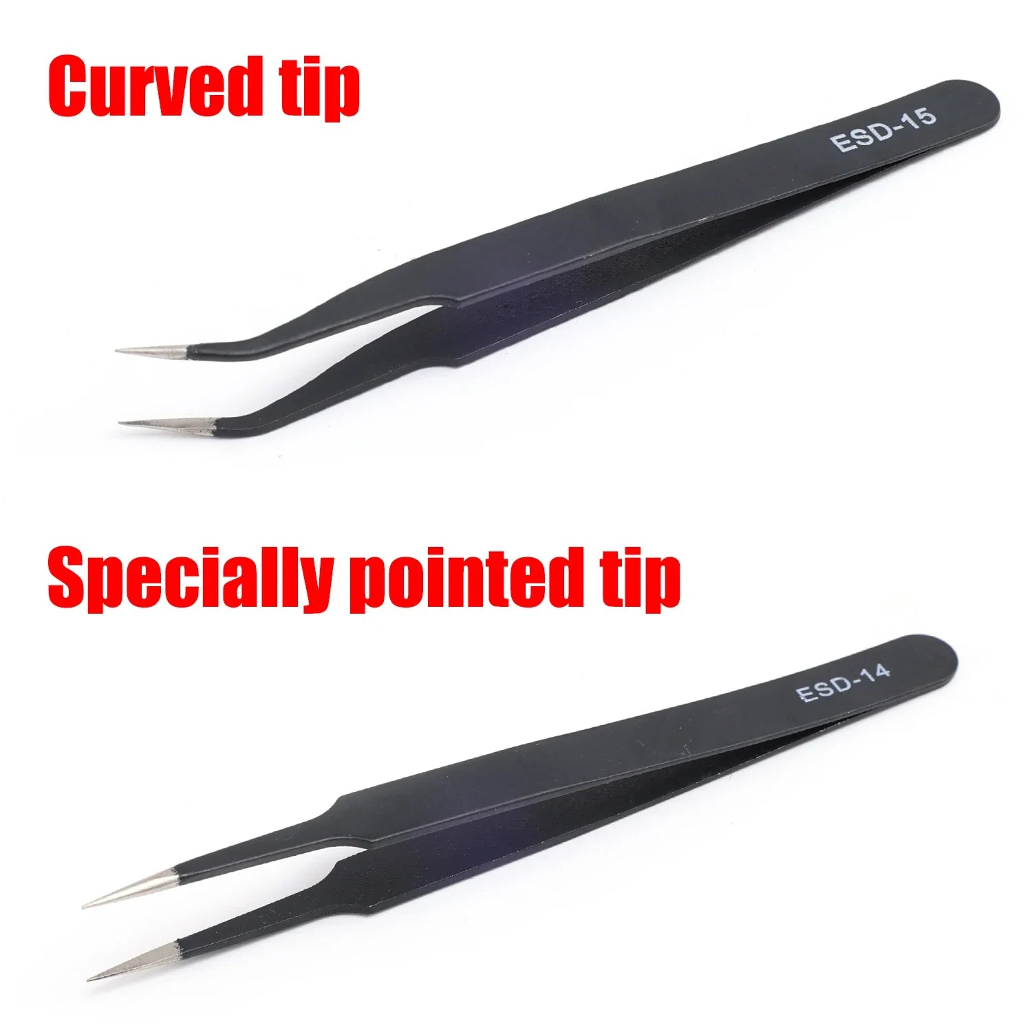 Precision Tweezers Set ESD Stainless Steel Anti-static Tweezers PCB Repair Tools for Electronics Repair Soldering Craft Tools