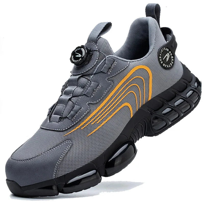 Rotating Button New Safety Shoes Men Anti-smash Anti-puncture Work Shoes Fashion Men Sport Shoes Security Protective Boots Men