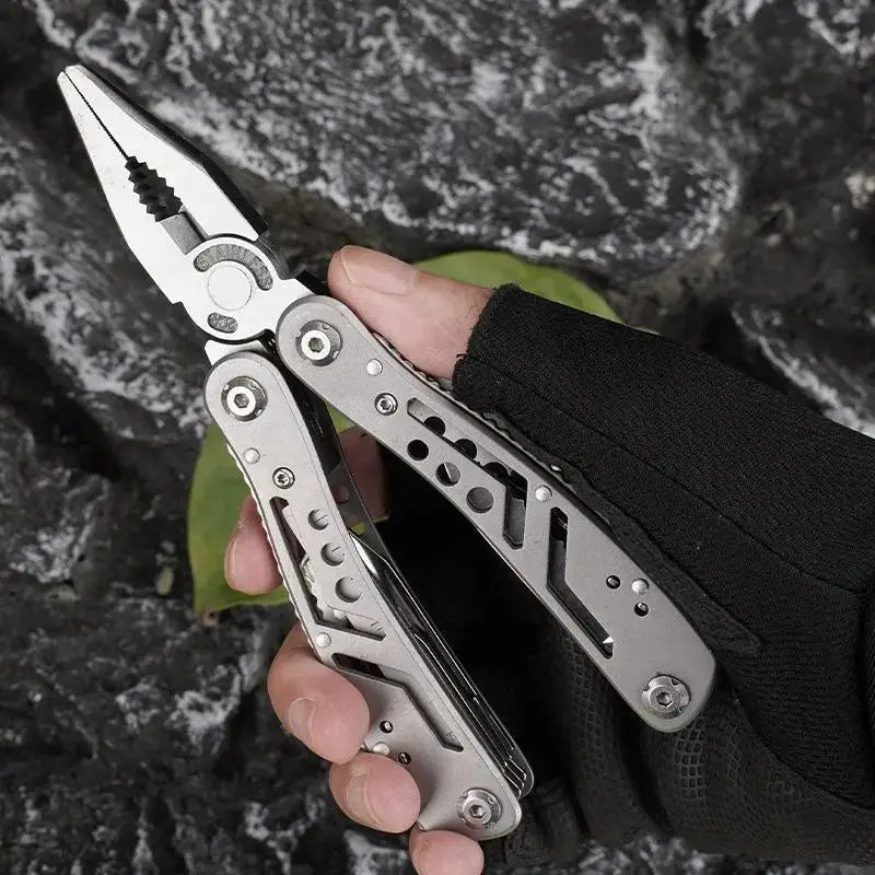 24-in-1 Stainless Steel Multitool Pliers Knife - Portable Folding Multi-Tool for Camping, Survival, Hunting Gifts (Men/Dad)