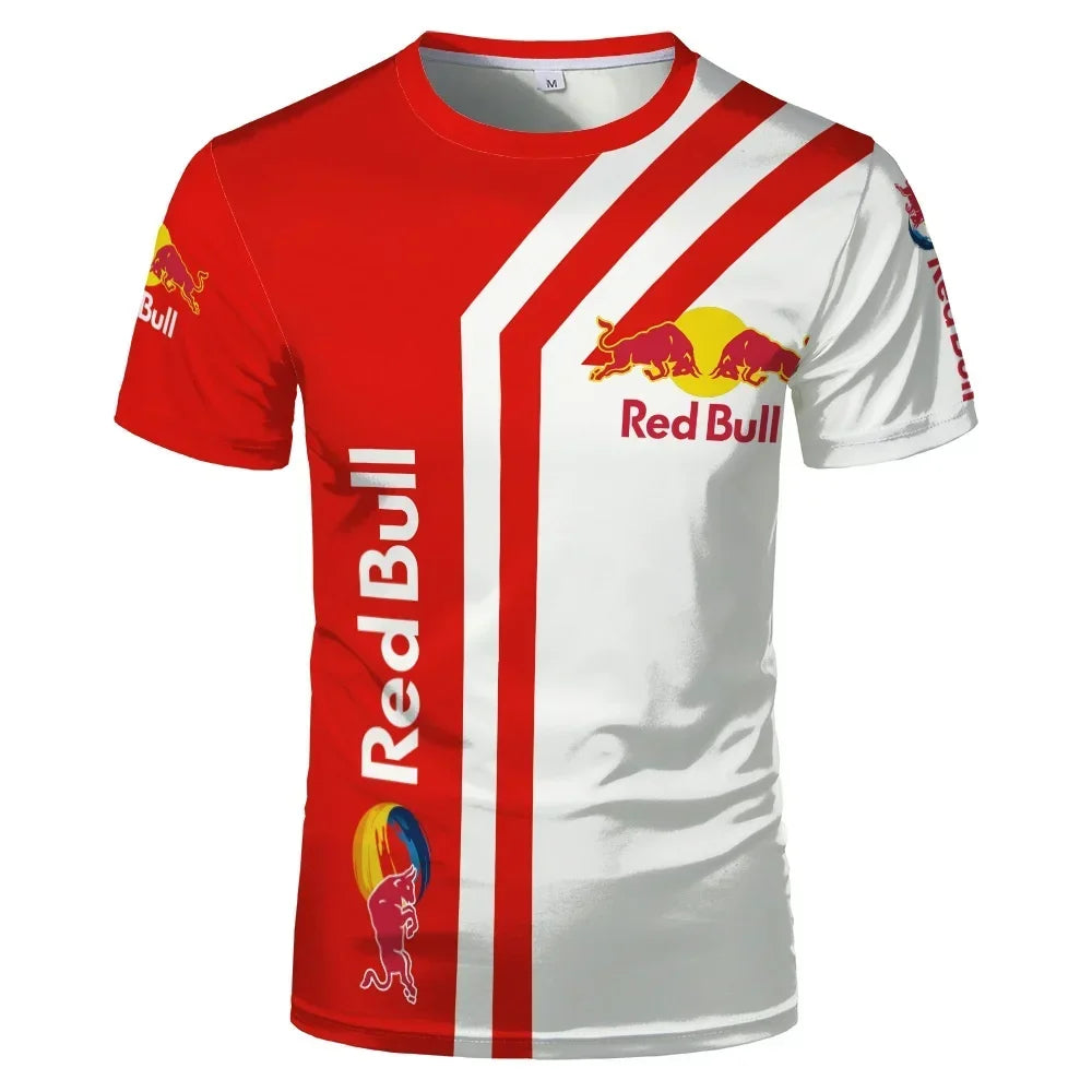 Men's Red Bull T-shirt 3D Printed Color Pattern Round Neck T-shirt Men and Women Casual Tops Oversized Racing Cycling Jersey