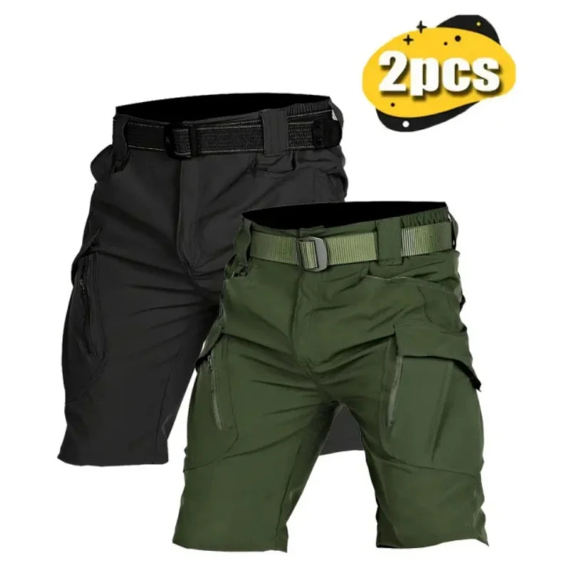 New 2 Piece Men's Outdoor Quick Dry Shorts , Breathable, High Capacity with Multiple Pockets for Hiking, Fishing and Casual Wear