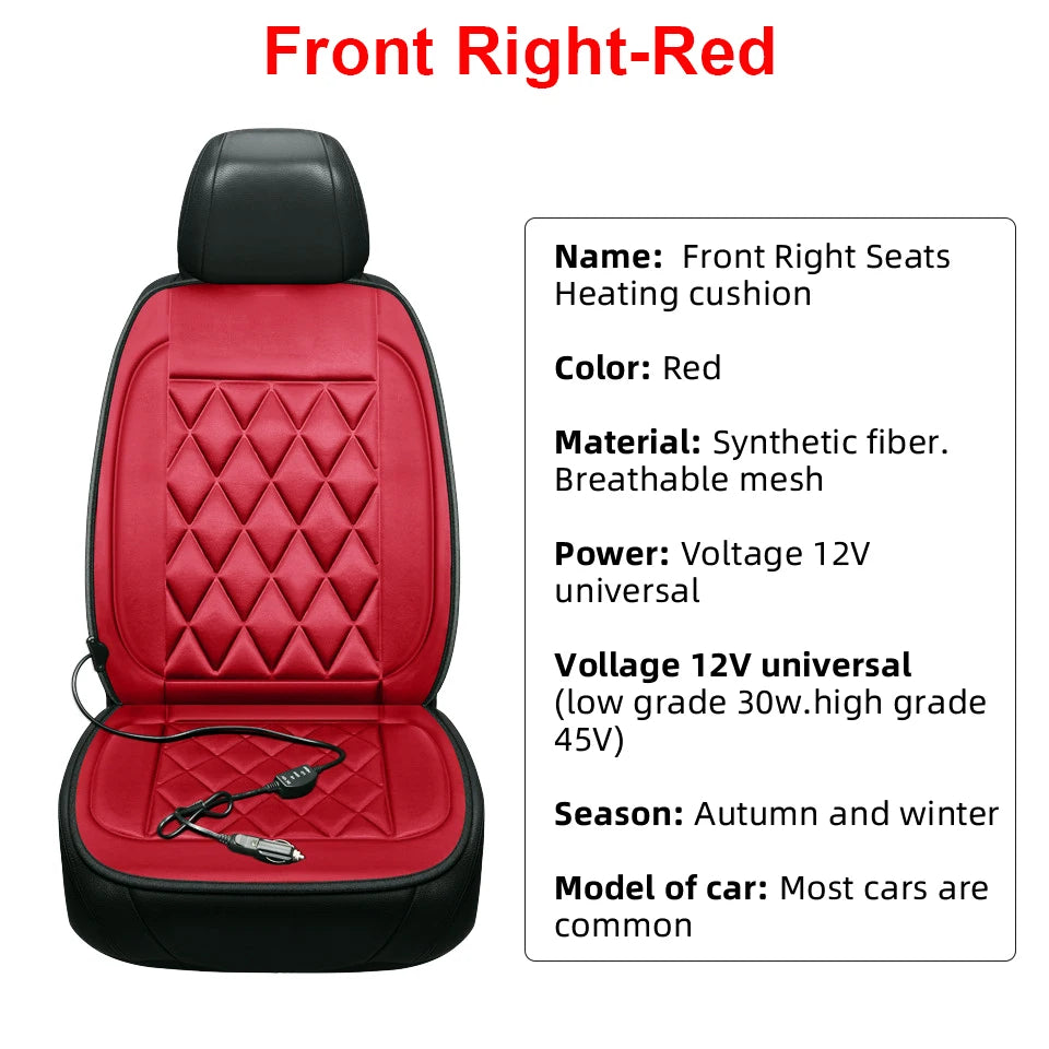 12V Universal Car Heated Seats Cushion Fast Heating Car Seat Covers Warm Winter Car Accessories Heating Pads Available Black＆Red