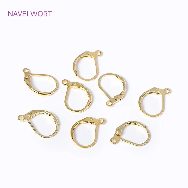 Fashion French Earring Lever-Back Earwires 18K Gold Plated Earring Hooks With Closed Ring For DIY Earring Making Accessories