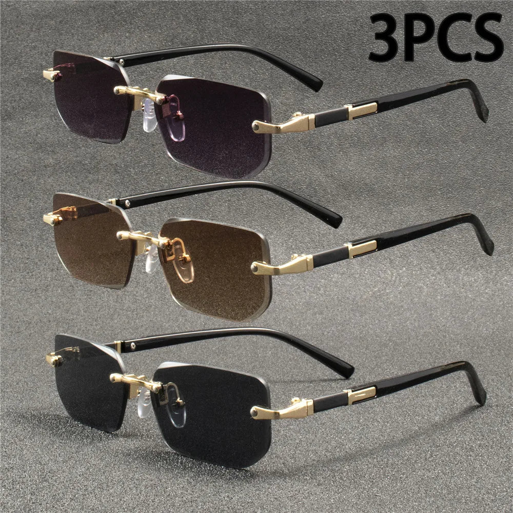 Fashion Rimless Sunglasses Men Women Populare Frameless Sun Glasses Male Female Classic Small Square Summer Traveling Shades