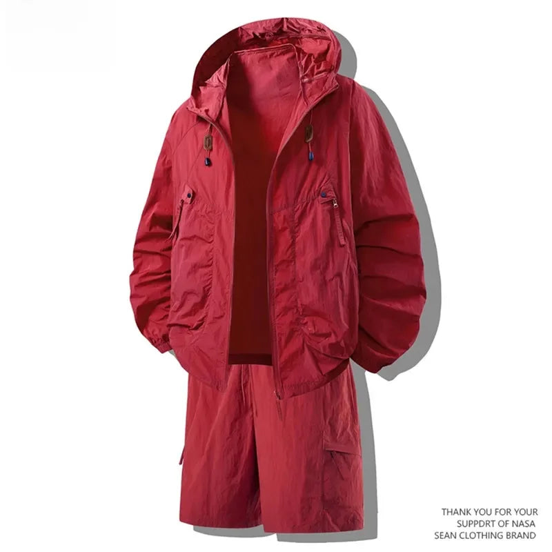 Ice Silk Dry Summer Lightweight Outdoor Men's Sun Protection Clothing Set Breathable Cool Feeling Long Jacket