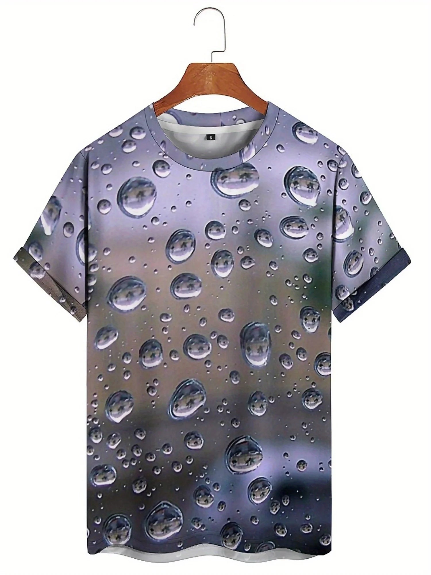 Men's 3D Print Water Drop Geometric Pattern T-Shirt - Hip Hop Streetwear Loose Fit, Soft Breathable Polyester