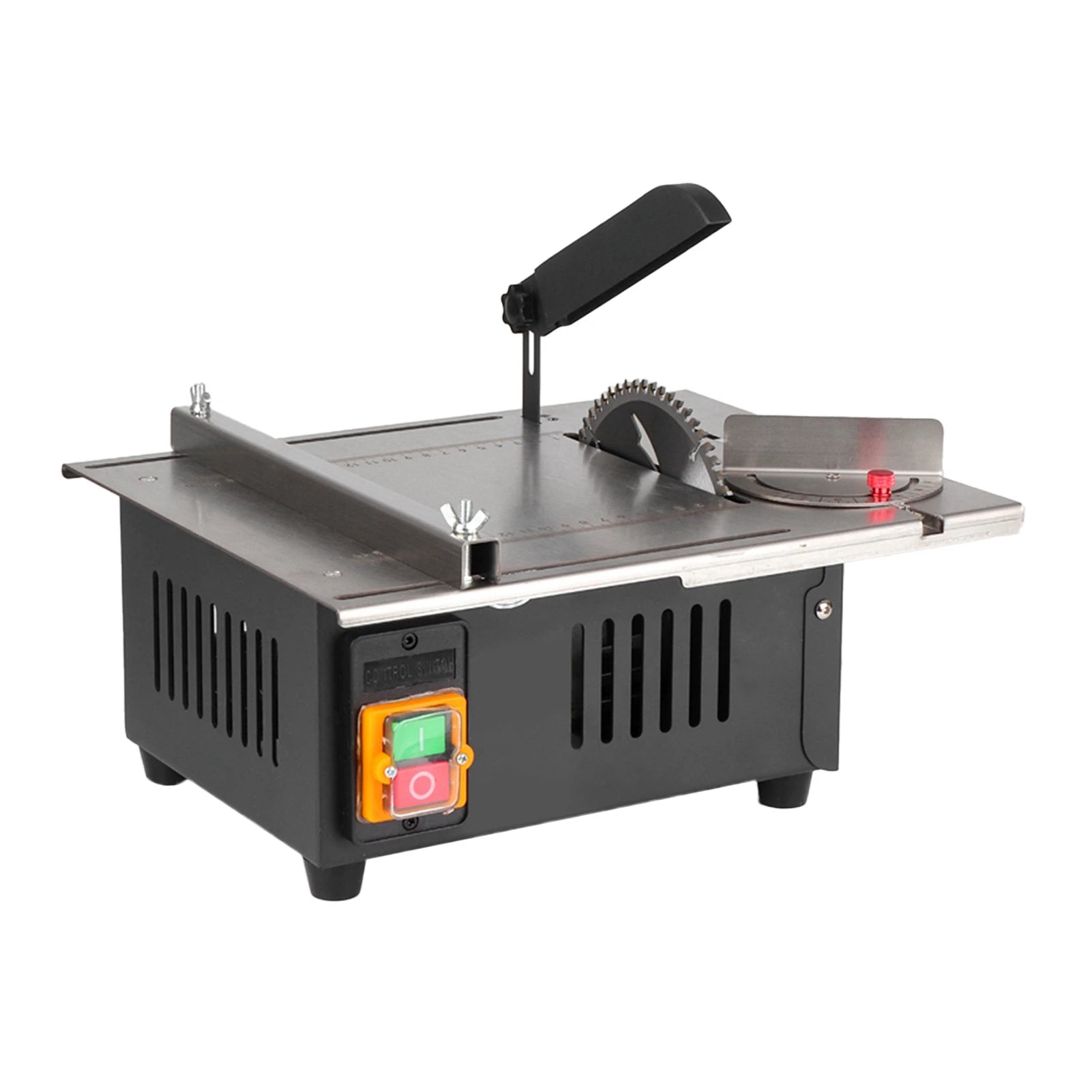 1200W Woodworking Decoration Table Saw Newly Upgraded Stainless Steel Table Top with Angle Ruler and Adjustable Backing