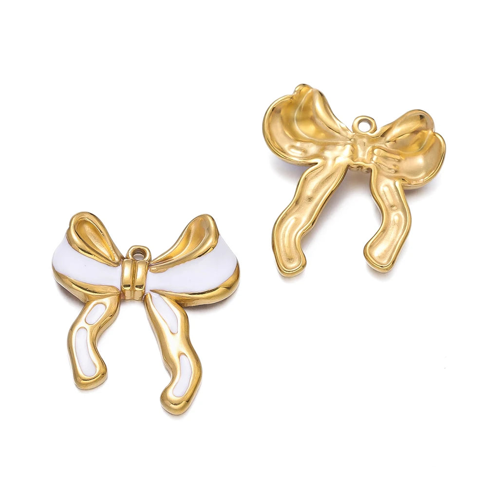 2Pcs/Pack Stainless Steel 5 Styles Butterfly Shape Pendants for Handmade DIY Women Man Hoop Earring Jewelry Making Supplies