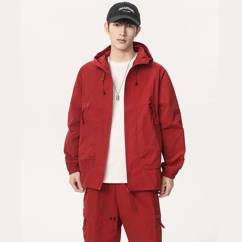 Ice Silk Dry Summer Lightweight Outdoor Men's Sun Protection Clothing Set Breathable Cool Feeling Long Jacket