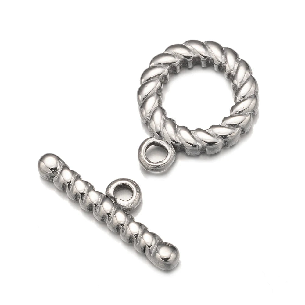 4Sets Stainless Steel Round OT Clasp End Buckle For DIY Necklaces Bracelets Jewelry Making Supplies Accessories Parts Components