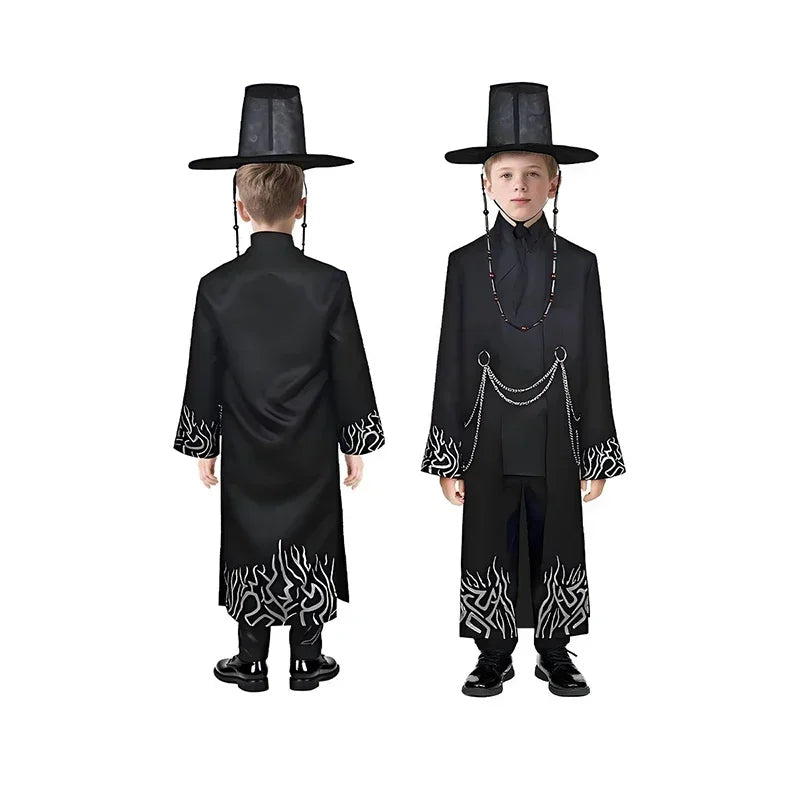 Kids Jinu Saja Cosplay Boys Costume Demon Hunter Children Hat Coat Pants Suit Halloween Group Party Clothing