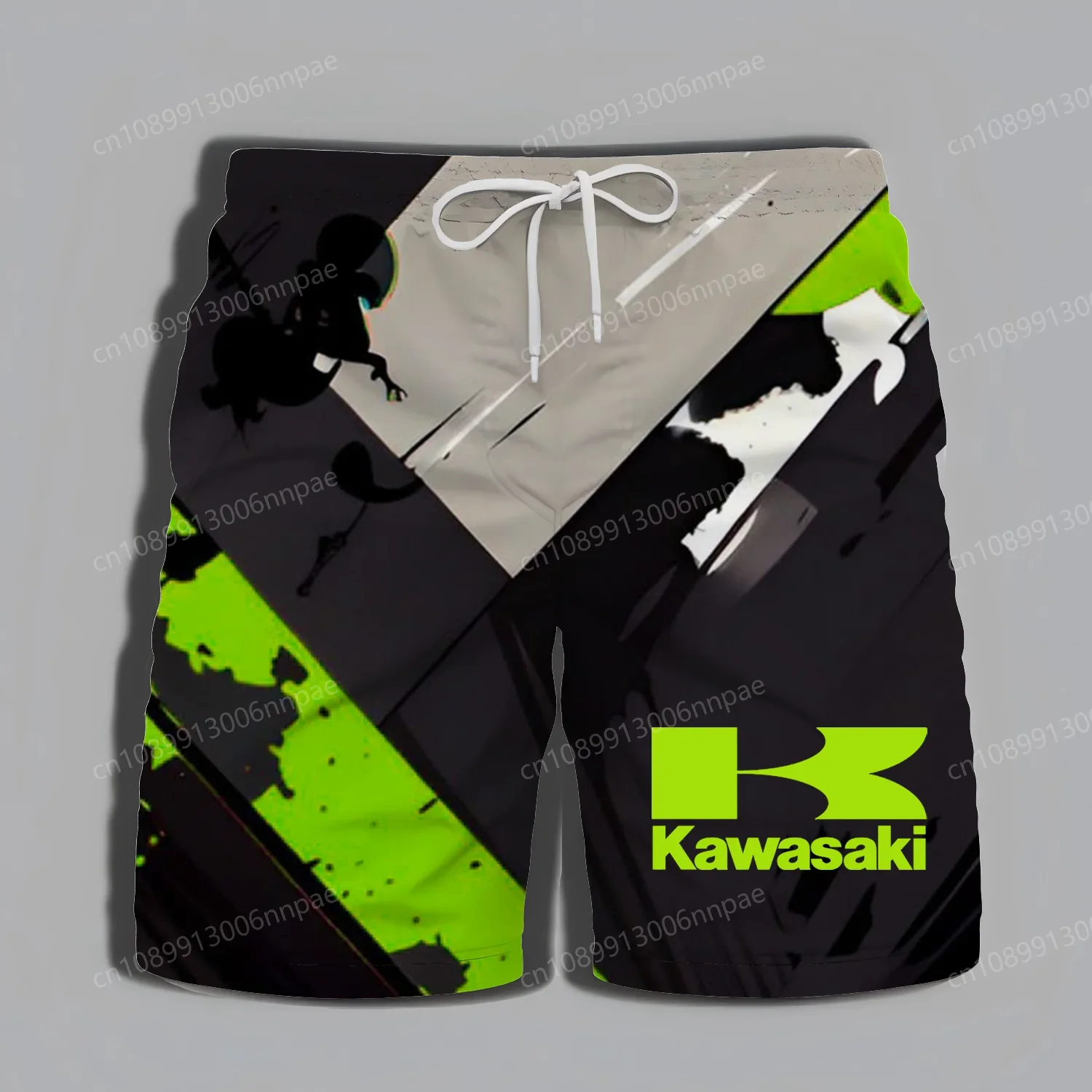 Men's Daily Summer Shorts 2025 New Kawasaki Motorcycle Extreme Sports Pattern Fashionable and Exquisite Beach Pants Cool