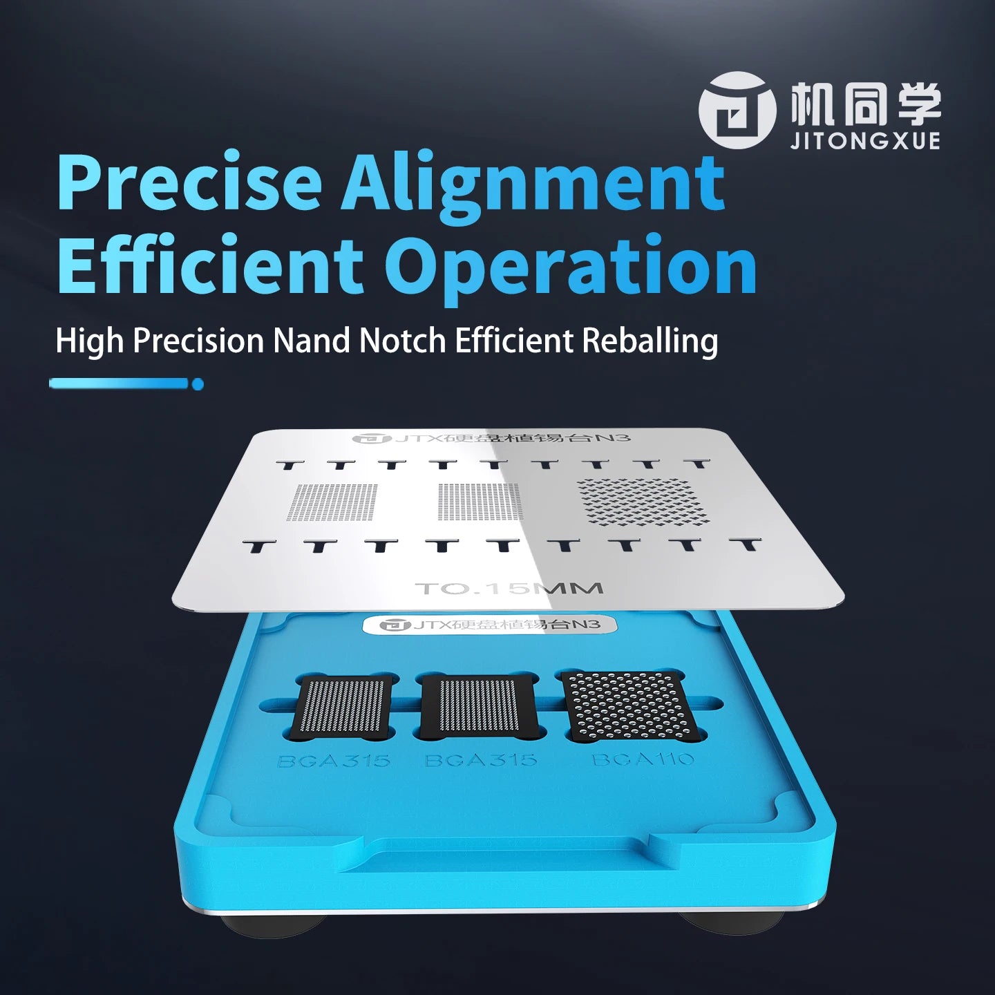 JTX BGA110 BGA315 BGA Planting Tin Reballing Stencil Platform Mobile Phone NAND IC Chip Tin Planting Solder Steel Mesh Fixture