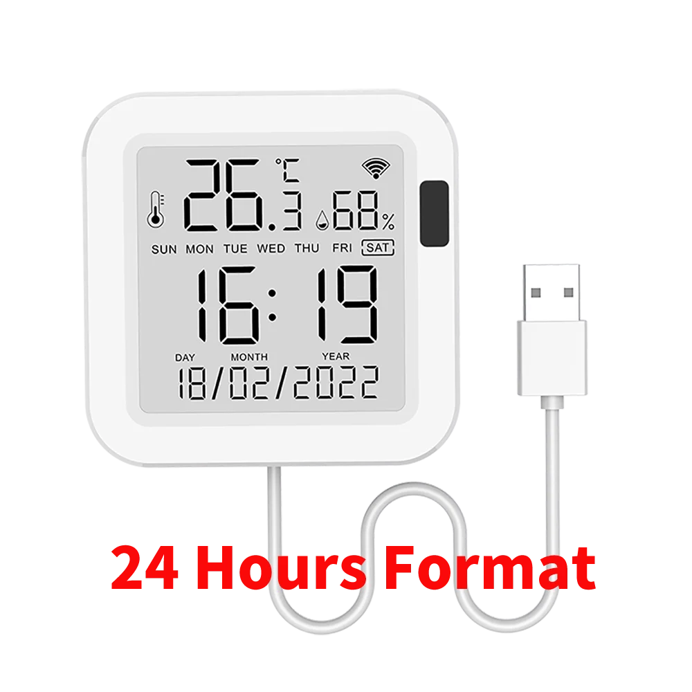 Tuya WiFi Temperature Humidity Sensor With Backlight for Smart Home APP Remote ControlWork with SmartLife Yandex Alexa