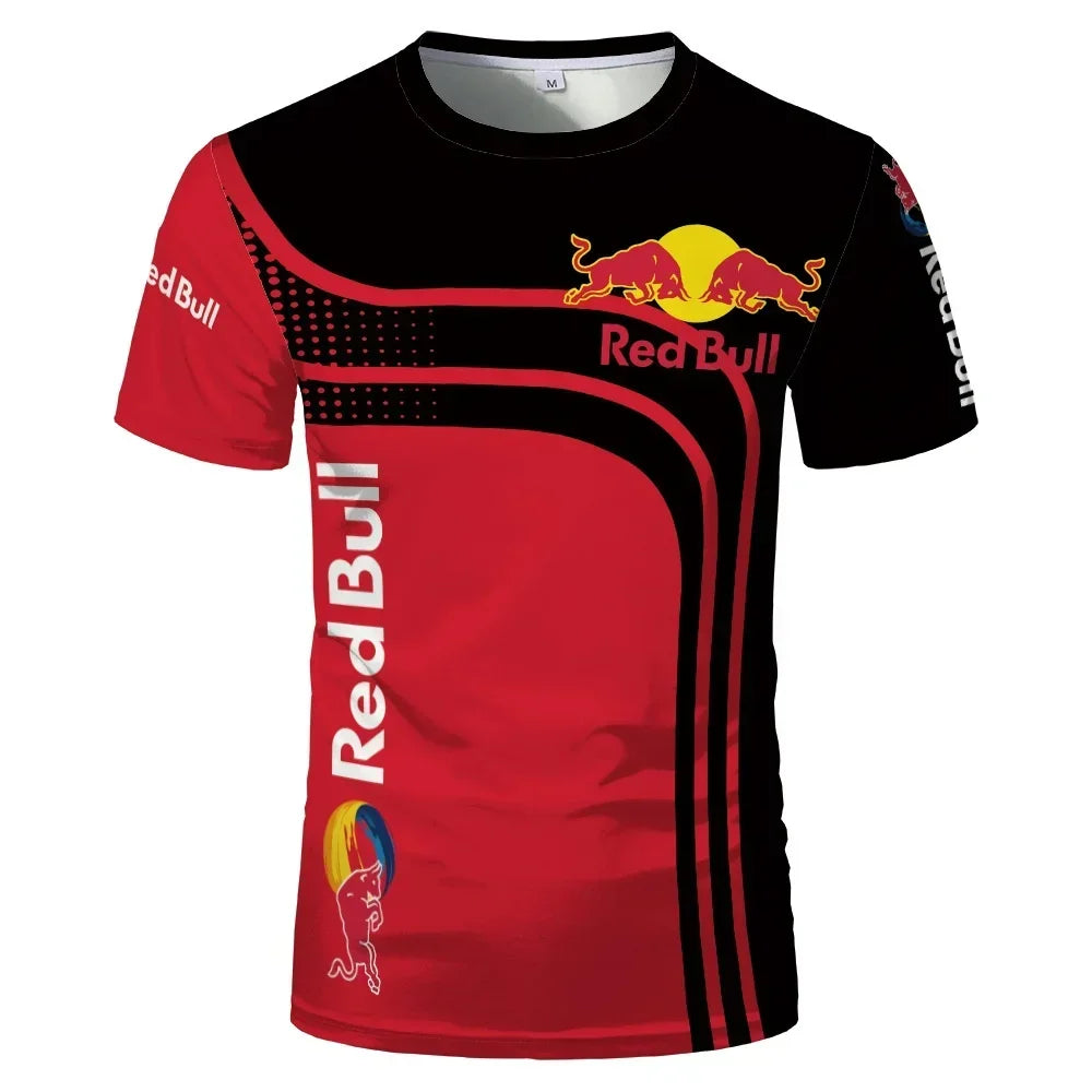 Men's Red Bull T-shirt 3D Printed Color Pattern Round Neck T-shirt Men and Women Casual Tops Oversized Racing Cycling Jersey