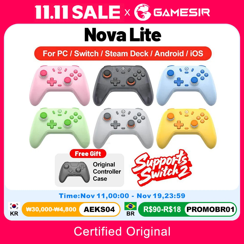 Gamesir Nova Lite Gamepads PC for Nintendo Switch 2 Controller Switch Steam Android iOS iPhone Controle Hall Effect Joystick