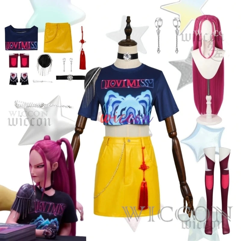 ‌‌‌KPOP Demon Huntrix Mira Cosplay Costume Stage Uniform Dress Anime Girls Group Hunters Outfit Set Halloween Carnival Outfit