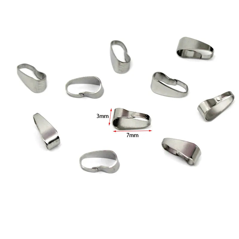 50pcs/Lot Stainless Steel Pendant Pinch Clip Bail Clasps Melon Seeds Clasp For Necklace Hooks Clip Connectors DIY Jewelry Making