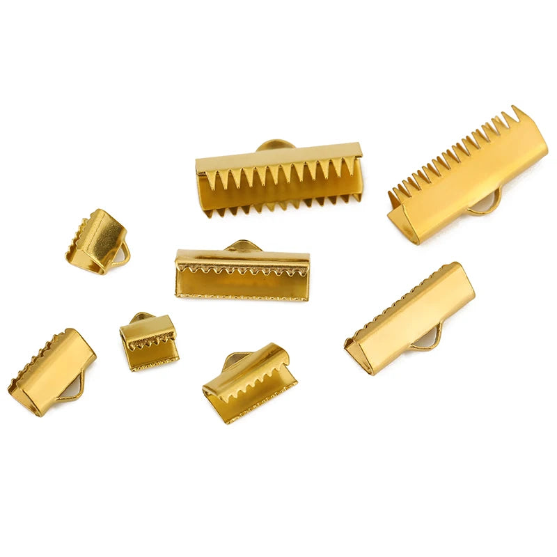 20 50 pcs PVD Never Fade Stainless Steel End Clasps Fastener Caps Connectors Clasps For Flat Leather Cord Diy Jewelry Making