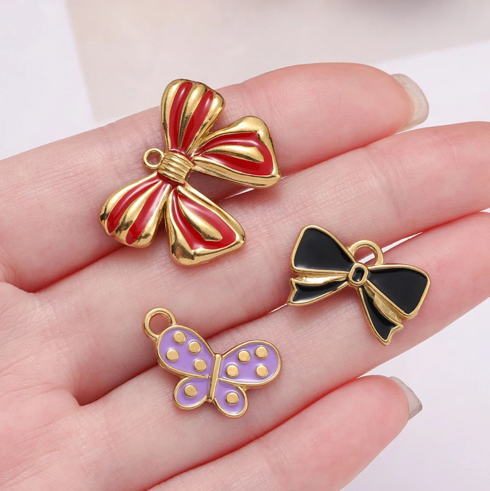 2Pcs/Pack Stainless Steel 5 Styles Butterfly Shape Pendants for Handmade DIY Women Man Hoop Earring Jewelry Making Supplies