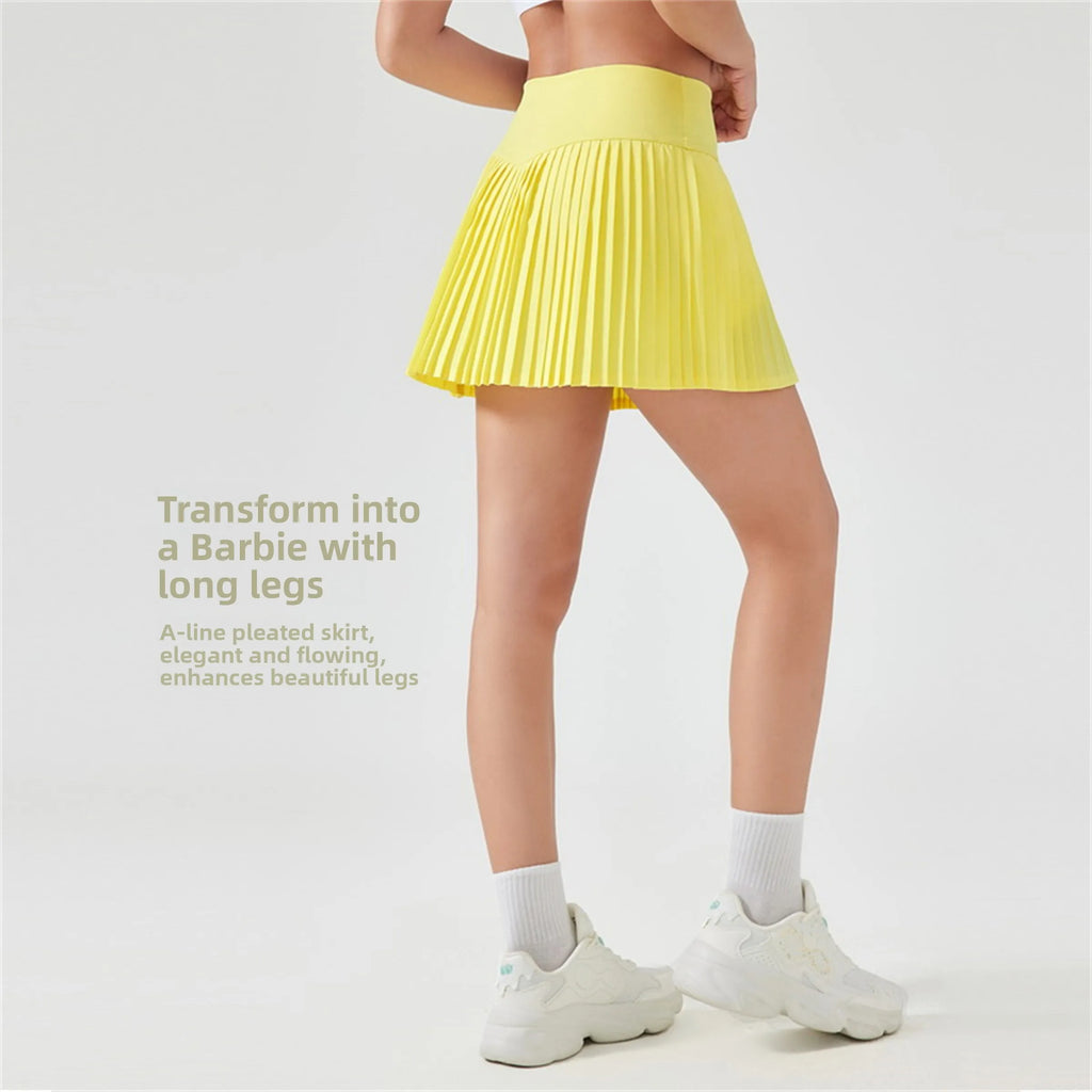 Women's Tennis Skirt with Se Pants Elastic Faion Pleated Skirt Spor  Tee-quarter Length Anti-light f-length ...