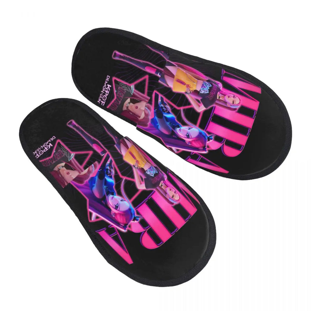 Custom Print Women Zoey Huntrix Kpop Demon Hunter House Slippers Cozy Warm Memory Foam Fluffy Slipper Indoor Outdoor Shoes