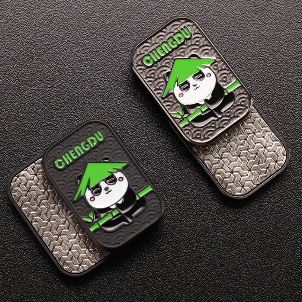 Kung Fu Panda Magnetic Push Card Pushing Plate Mechanical Slider Haptic Coin EDC Mini Fidget Stress Reducing Toys Antistresse