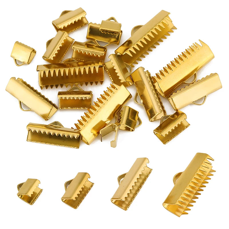 20 50 pcs PVD Never Fade Stainless Steel End Clasps Fastener Caps Connectors Clasps For Flat Leather Cord Diy Jewelry Making