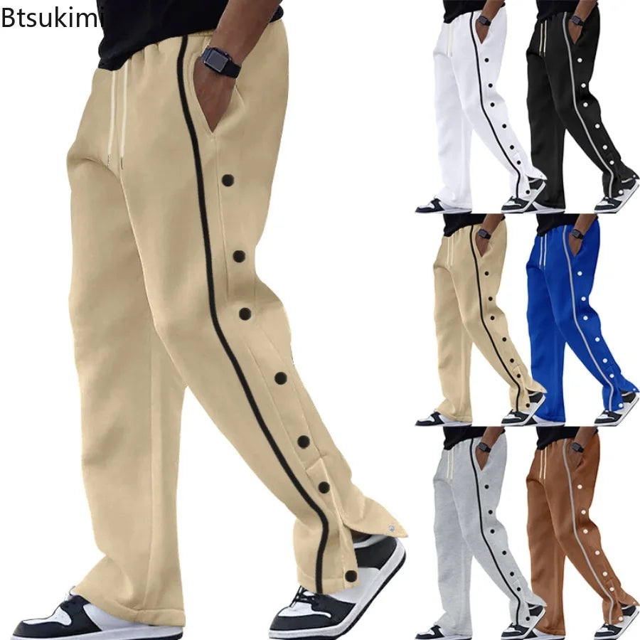 2025 New Men's Fashion Long Trousers Spring Autumn  Loose Straight Drawstring Large Size Men's Casual Trousers Male Cargo Pants