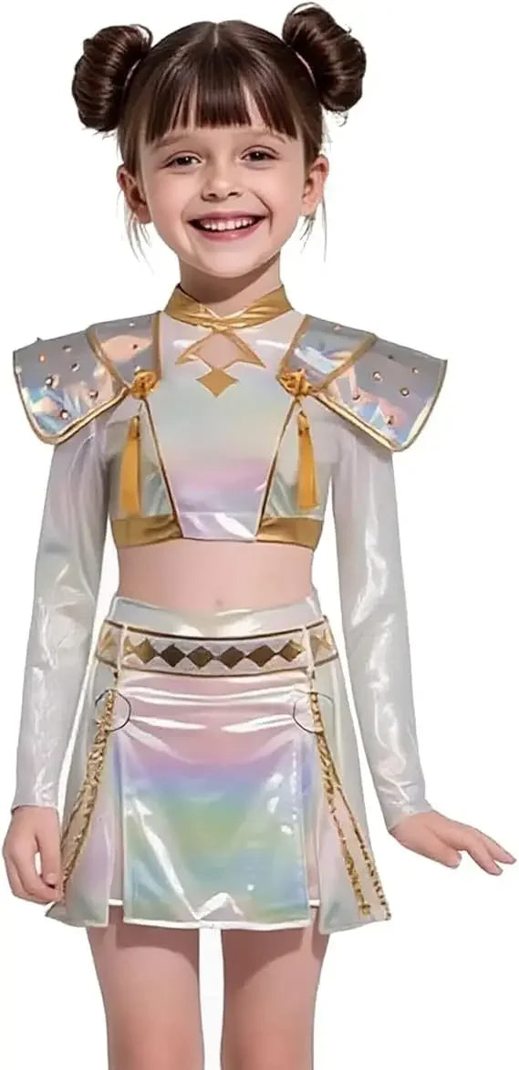 Anime Kpop Demon Hunters Zoey Rumi Mira Cosplay Costume White Golden Uniform for  Girls Halloween Cosutme for Children