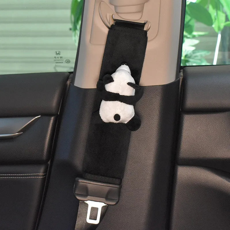 1pc Automobile Safety Belt Decoration Cartoon Panda Safety Belt Shoulder Pad Plush Automobile Accessories for Children Kids