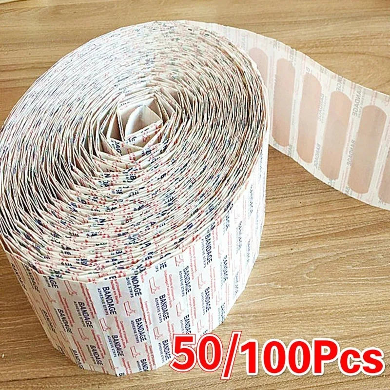 50/100Pcs Waterproof Breathable Cushion Adhesive Plaster Wound Hemostasis Sticker Band First Aid Medical Gauze Bandage band,aids
