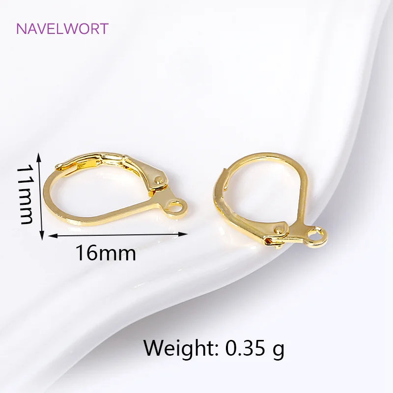 Fashion French Earring Lever-Back Earwires 18K Gold Plated Earring Hooks With Closed Ring For DIY Earring Making Accessories
