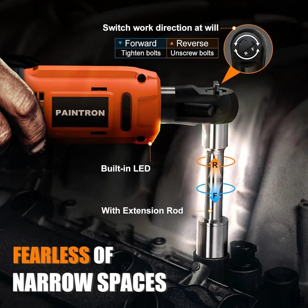 12V Cordless Ratchet Wrench Kit, 3/8 Drive, 50N.m Torque, Variable Speed, 2x 2000mAh Lithium-Ion Batteries, Ideal for Automotive