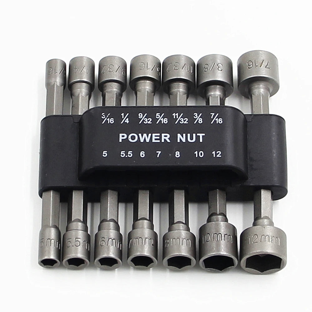 9pcs 5mm-13mm Hex Socket Set Nut Driver Screwdriver Bits Sleeve Nozzles Schroevendraaier Tools Socket Wrenches for DIY Repair