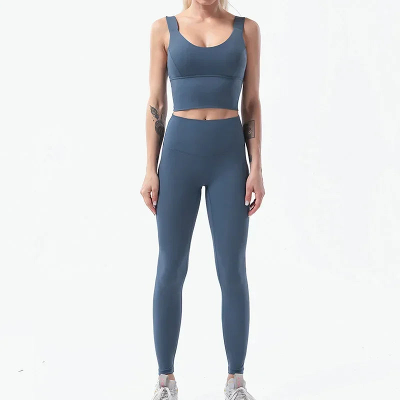 Naked-Feel Yoga Set Yoga Leggings Set Women Fitness Suit For Yoga Clothes High Waist Gym Sexy Sport Wear Outdoor Active Bras👚👚