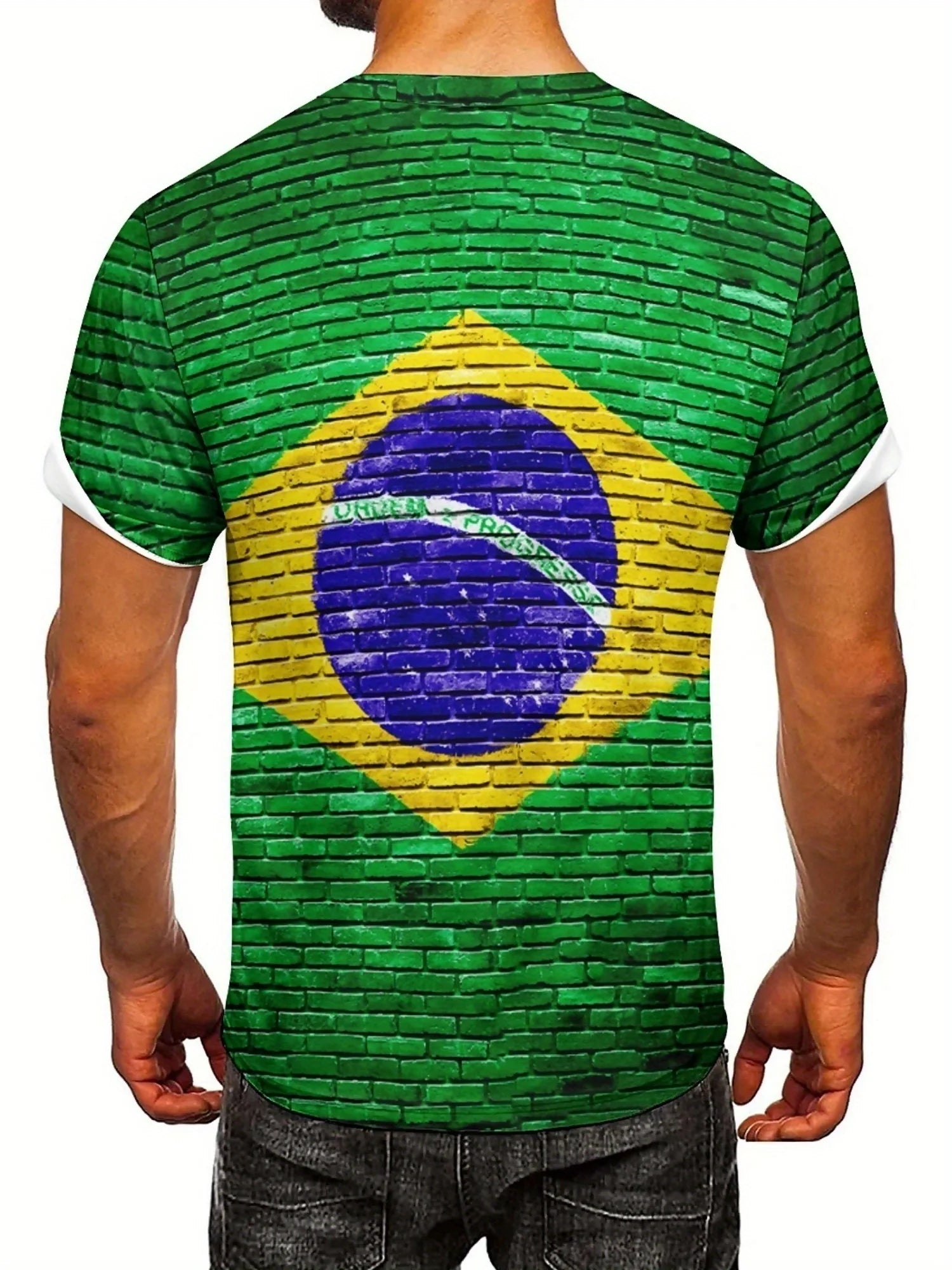 Men's & Women's Brazilian Flag 3D Print T-Shirt - Loose Fit Plus Size, Soft Breathable Polyester, Lightweight 180gsm Fabric