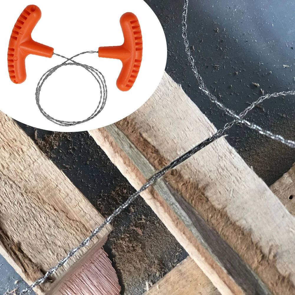 70CM Manual Steel Rope Chain Saw with Finger Handle Hand Cable String Saw Mini Manual Cutting Chain Saw for Camping and Travel