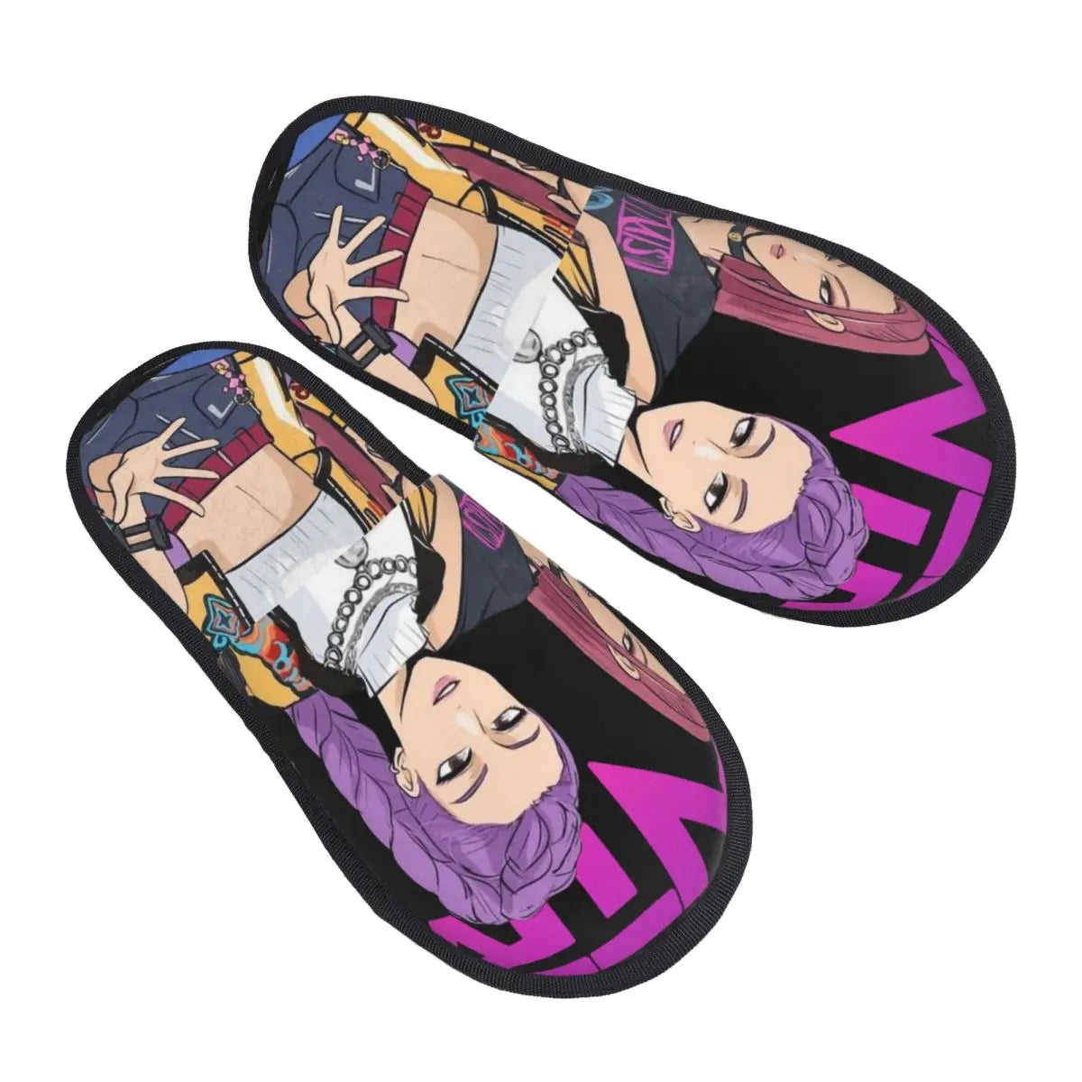 Kpop Demon Hunters Huntrix Soft Scuff Memory Foam Slippers Women Spa House Shoes