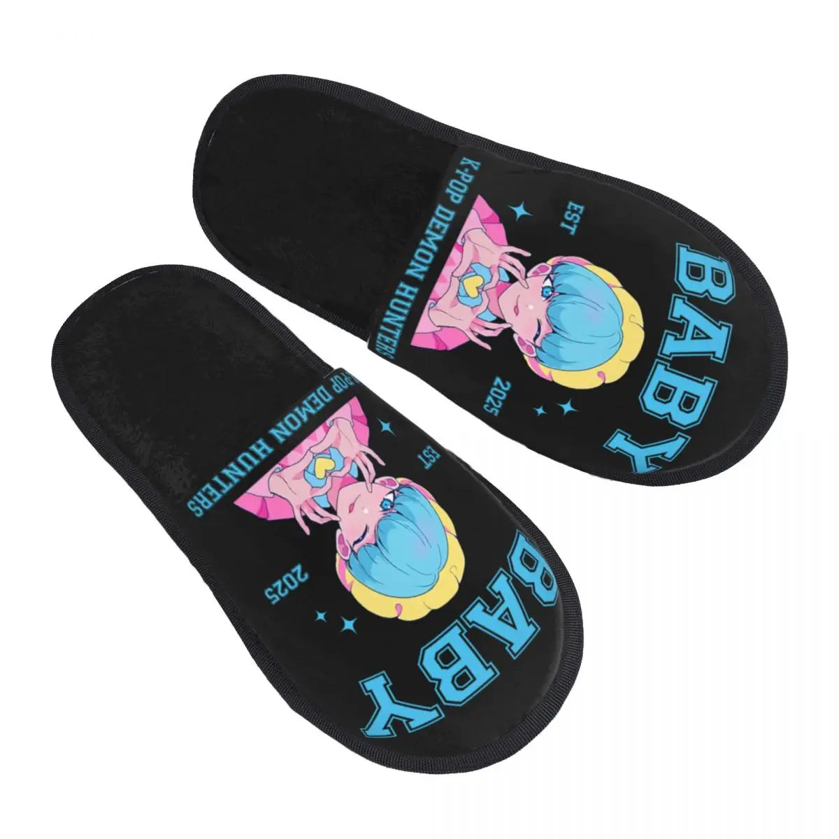 Kpop Demon Hunters Huntrix Soft Scuff Memory Foam Slippers Women Spa House Shoes