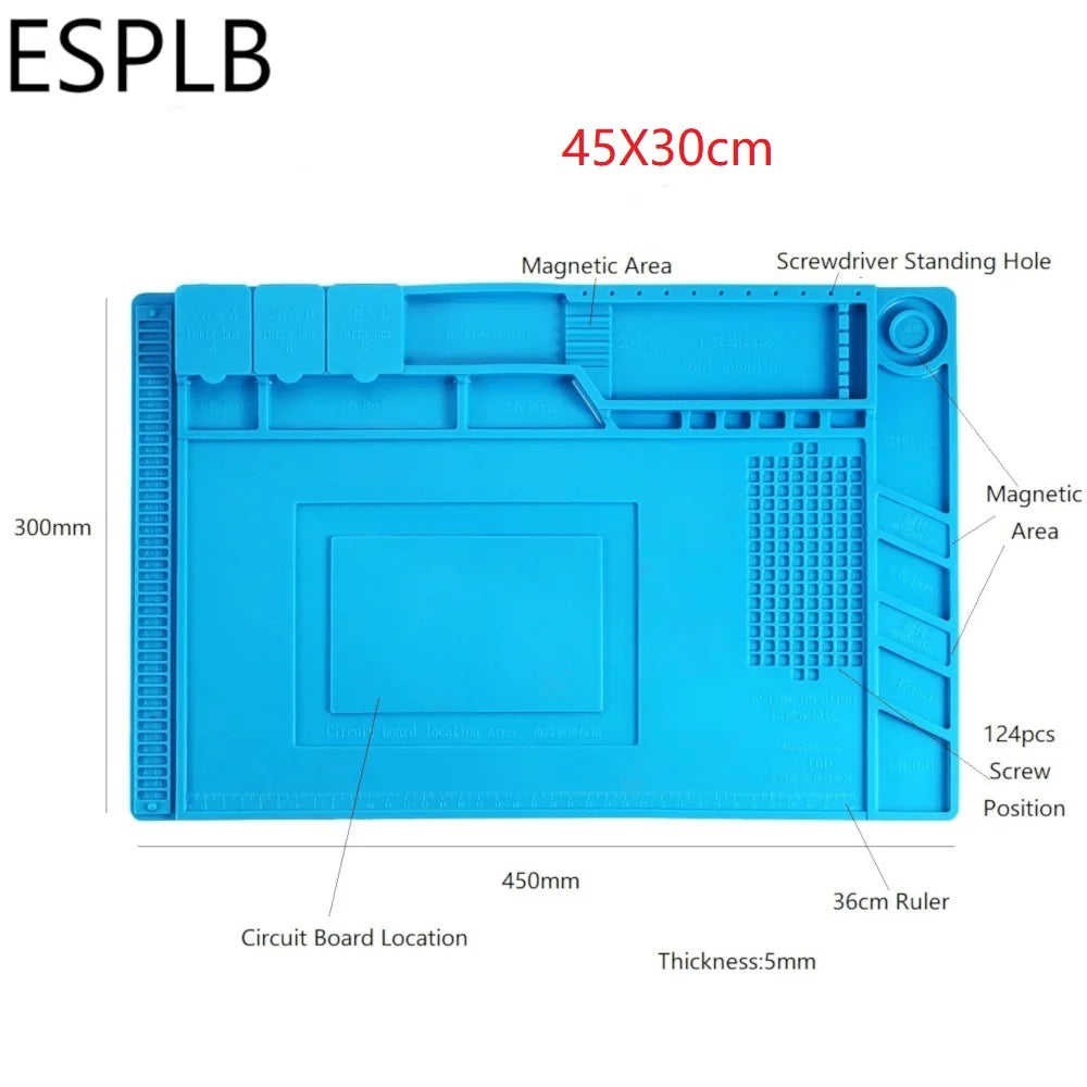 Silicone Soldering Mat Pad Desk Platform  for Welding Station Iron Phone PC  Repair Magnetic Heat Insulation No Lead S-160