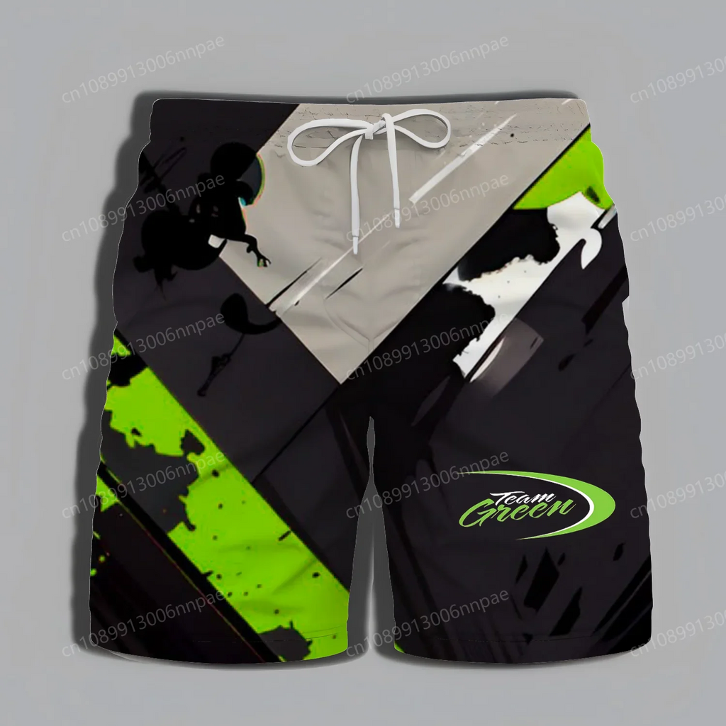 Men's Daily Summer Shorts 2025 New Kawasaki Motorcycle Extreme Sports Pattern Fashionable and Exquisite Beach Pants Cool