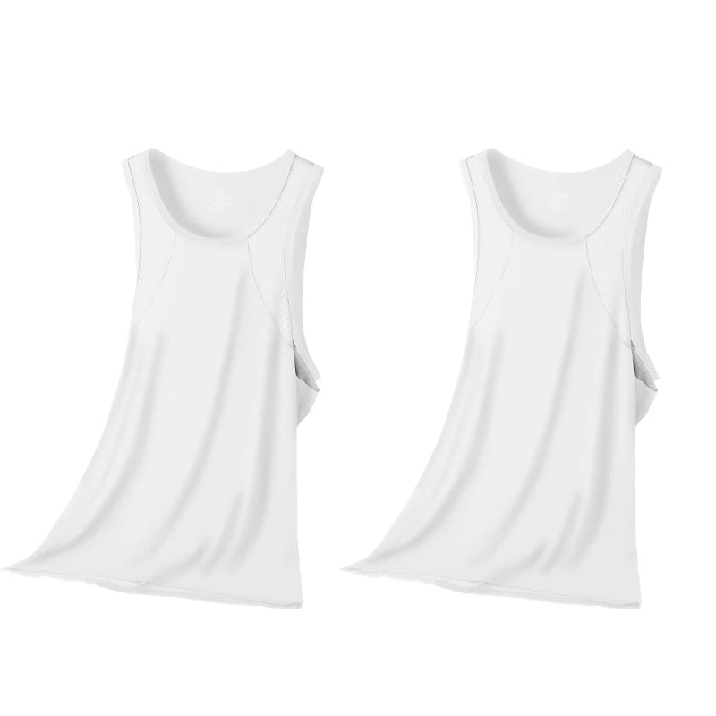 2PCSA comfortable and breathable vest man, a halter top, hurdling, short-sleeved young man, sports running, sleeveless T-shirt,