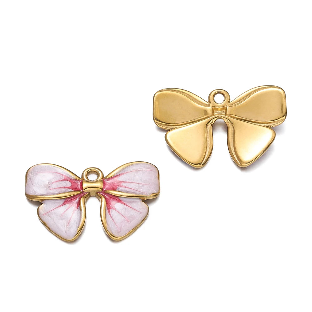 2Pcs/Pack Stainless Steel 5 Styles Butterfly Shape Pendants for Handmade DIY Women Man Hoop Earring Jewelry Making Supplies