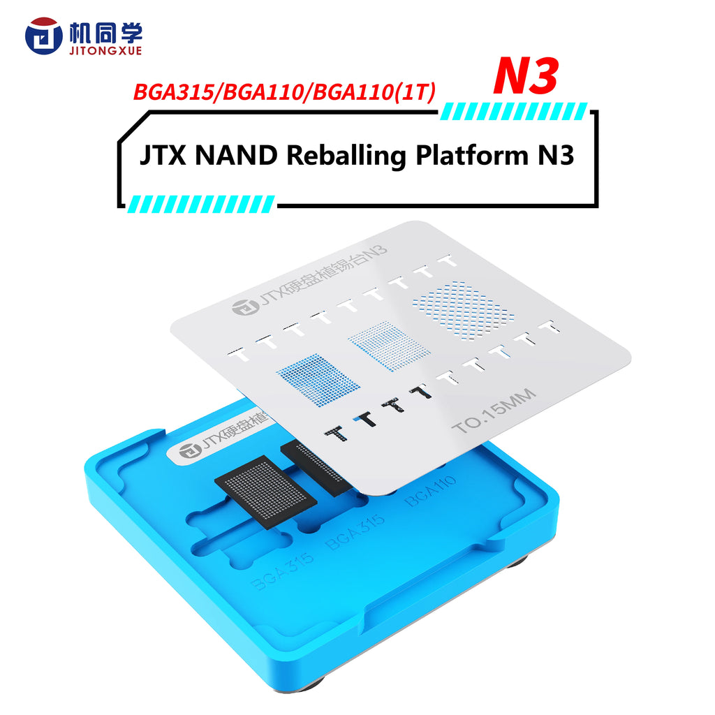 JTX BGA110 BGA315 BGA Planting Tin Reballing Stencil Platform Mobile Phone NAND IC Chip Tin Planting Solder Steel Mesh Fixture