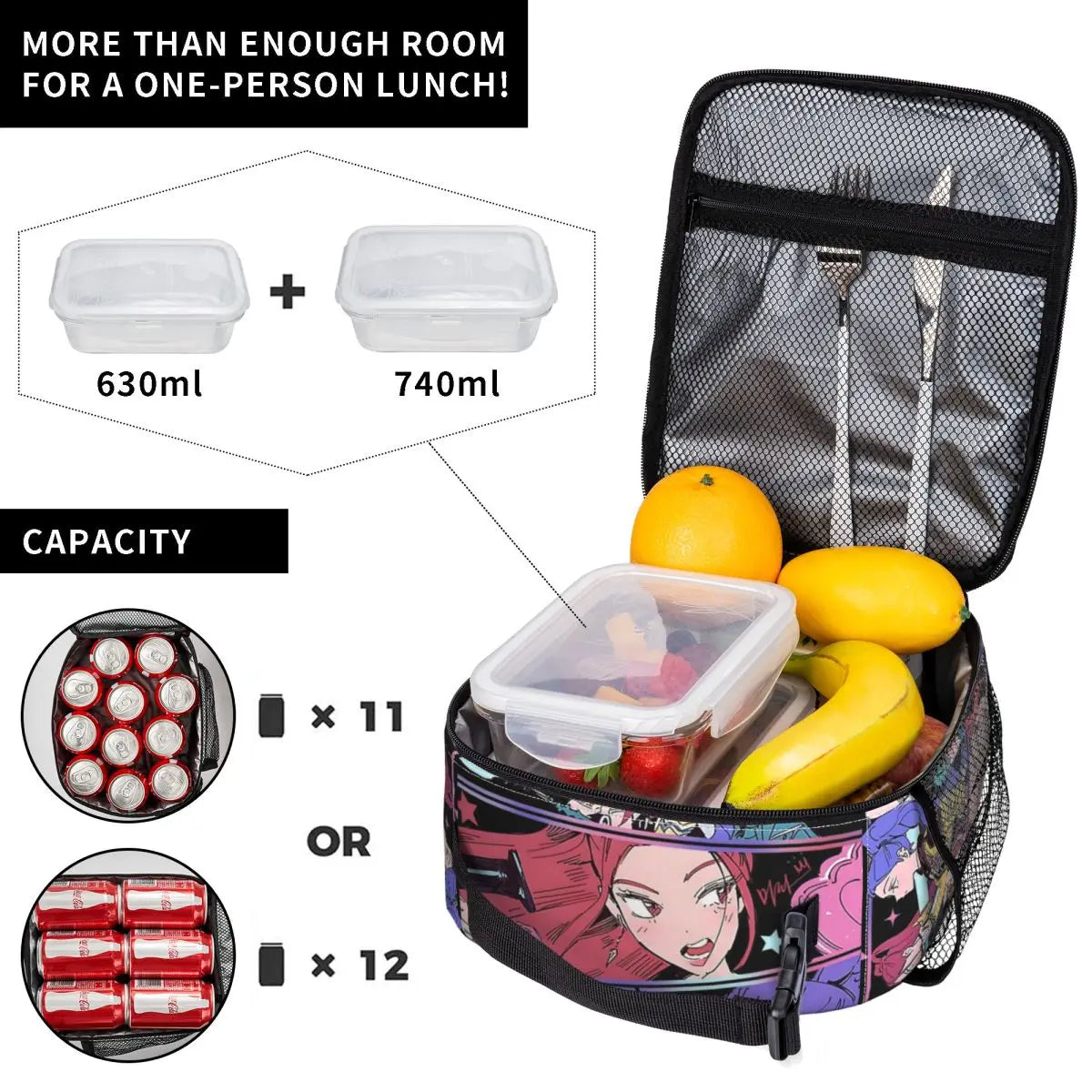Group Girl Team Huntrix Kpop Demon Hunters Insulated Lunch Bags Lunch Container Cooler Bag Lunch Box Tote Office Bento Pouch