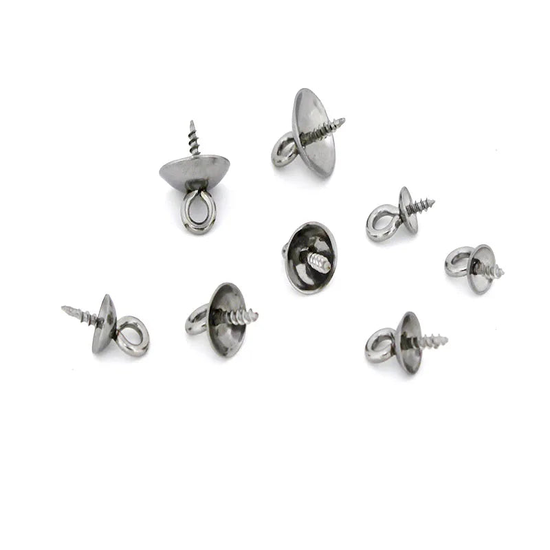 20Pcs Stainless Steel Clasps Hooks Screw Eye Pins Bail Pegs Half Drilled Beads Charms Connectors for DIY Necklace Jewelry Making
