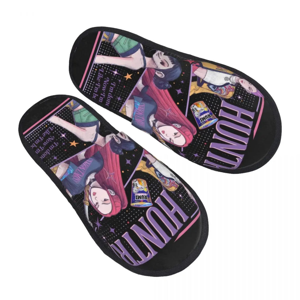 Custom Print Women Zoey Huntrix Kpop Demon Hunter House Slippers Cozy Warm Memory Foam Fluffy Slipper Indoor Outdoor Shoes