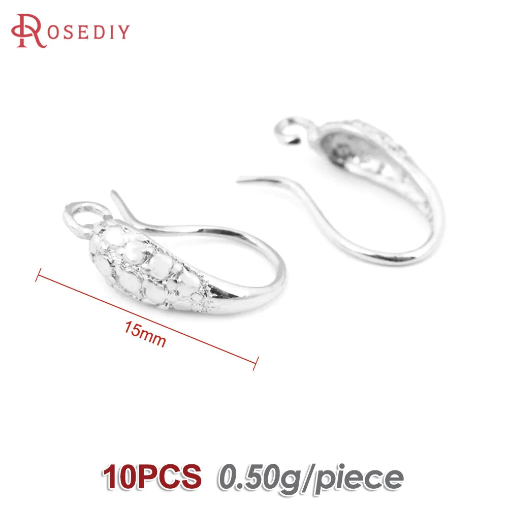 10PCS Antique Silver Color 18K Gold Color Brass Earring Hook High Quality Diy Jewelry Making Earrings Accessories for Women