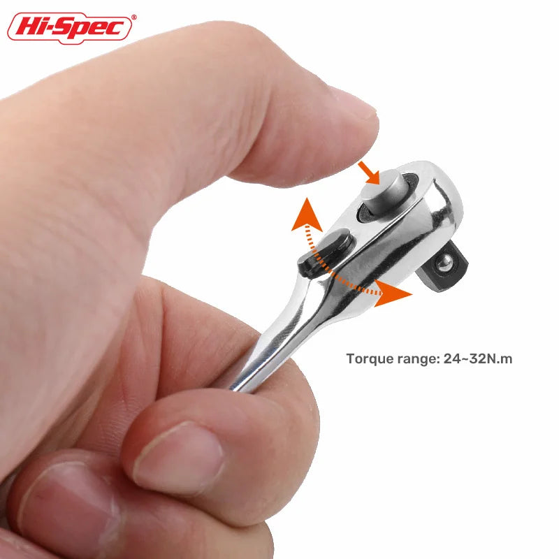 2024 New Hi-Spec Mini 2-in -1 Ratchet Torque Wrench Socket Wrench Spanner Hand Repair Tool Double-Ended Torque Pocket Hand Tool